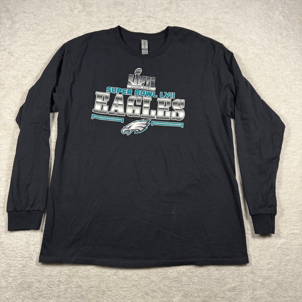 Gildan Philadelphia Eagles Super Bowl LVII‎ Long Sleeve Shirt Mens Large Black
